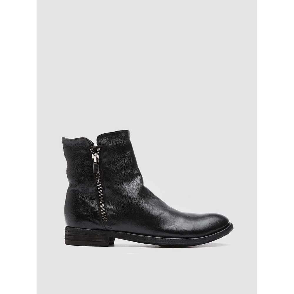 Officine Creative Lexikon 097 Black Leather Shearling Zip Boots 39.5 US 9.5